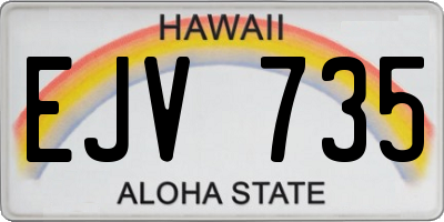HI license plate EJV735