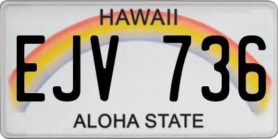 HI license plate EJV736