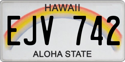 HI license plate EJV742