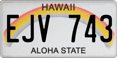 HI license plate EJV743