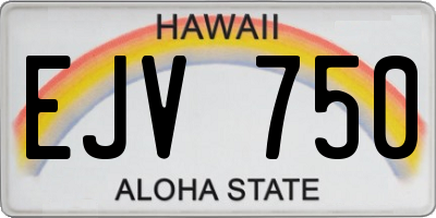 HI license plate EJV750