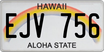 HI license plate EJV756