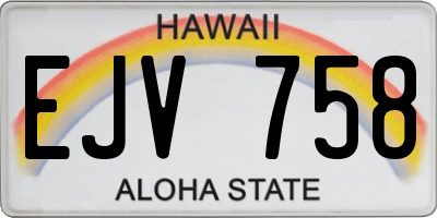 HI license plate EJV758