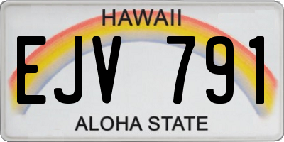 HI license plate EJV791