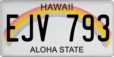 HI license plate EJV793