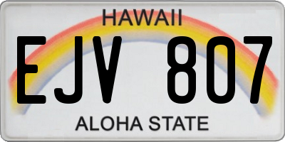 HI license plate EJV807