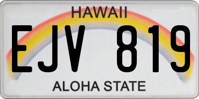 HI license plate EJV819