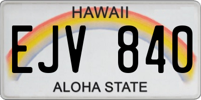 HI license plate EJV840