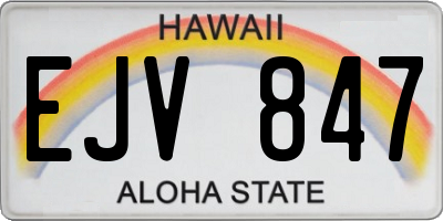 HI license plate EJV847