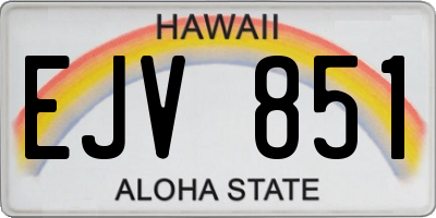 HI license plate EJV851