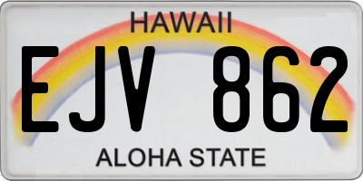 HI license plate EJV862