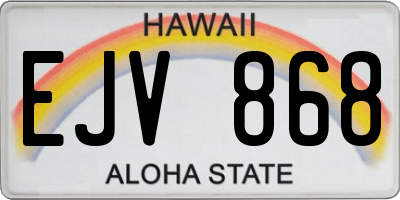 HI license plate EJV868