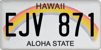HI license plate EJV871