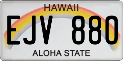 HI license plate EJV880