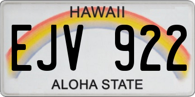 HI license plate EJV922
