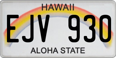 HI license plate EJV930