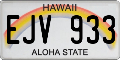 HI license plate EJV933