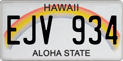 HI license plate EJV934