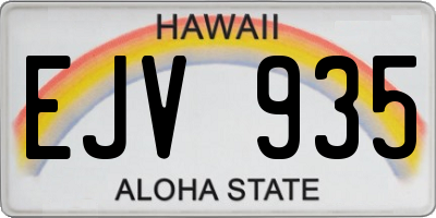 HI license plate EJV935