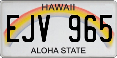 HI license plate EJV965