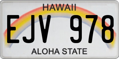 HI license plate EJV978
