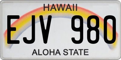 HI license plate EJV980
