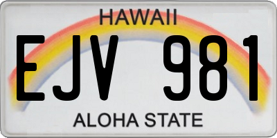 HI license plate EJV981