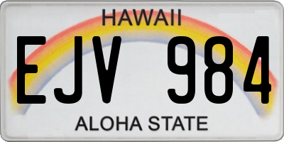 HI license plate EJV984