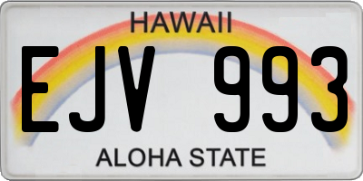HI license plate EJV993