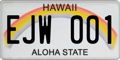 HI license plate EJW001