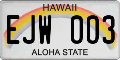 HI license plate EJW003