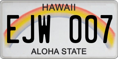 HI license plate EJW007