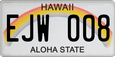 HI license plate EJW008