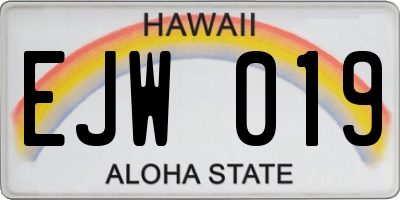 HI license plate EJW019