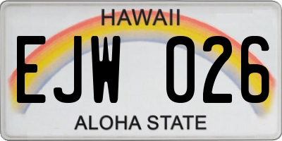 HI license plate EJW026