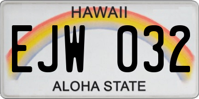 HI license plate EJW032