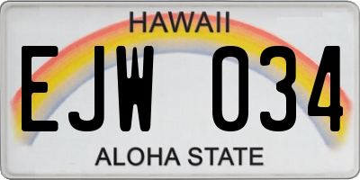 HI license plate EJW034