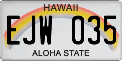 HI license plate EJW035