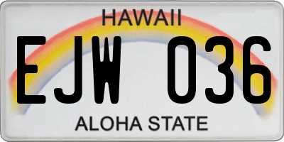 HI license plate EJW036