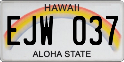 HI license plate EJW037