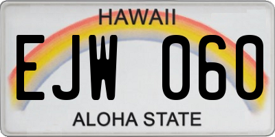 HI license plate EJW060