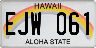 HI license plate EJW061