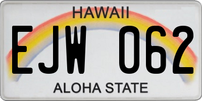 HI license plate EJW062