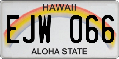HI license plate EJW066