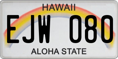 HI license plate EJW080
