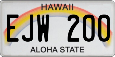 HI license plate EJW200