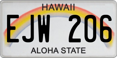 HI license plate EJW206