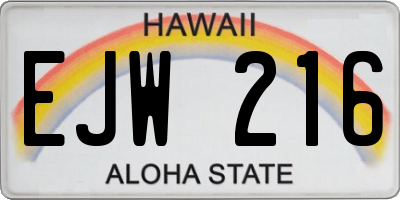 HI license plate EJW216
