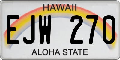 HI license plate EJW270