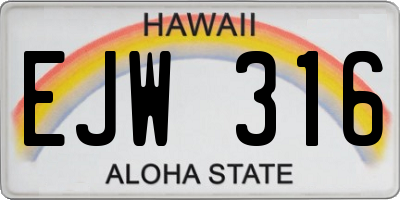 HI license plate EJW316